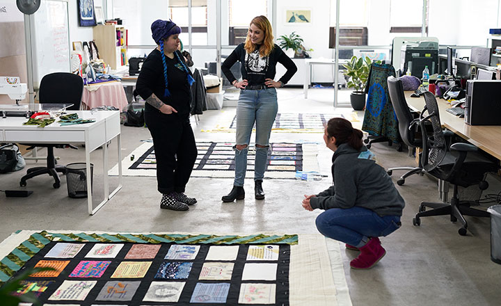 Preparing the UDHR Quilt